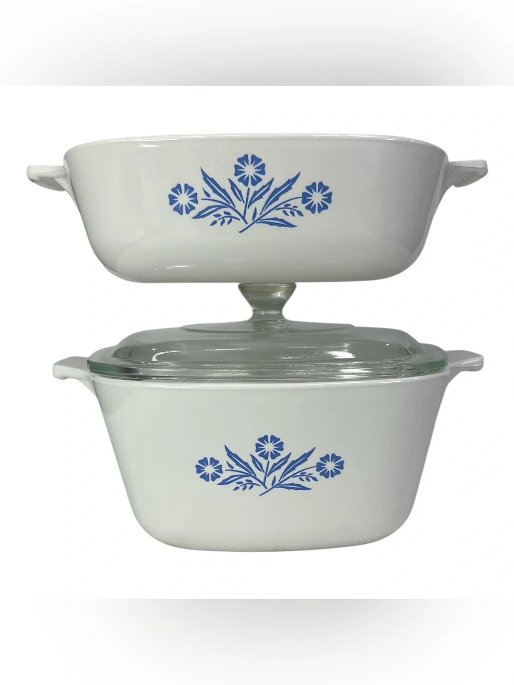 Corning Ware Blue Cornflower P-1-B 1 Qt, P-1 3/4-B 1.75 Qt Casserole w/ 1 Lid